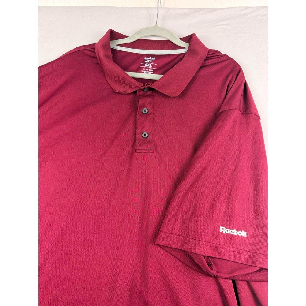 reebok burgundy logo 3 button collared ss polo, big & tall men's 6xl